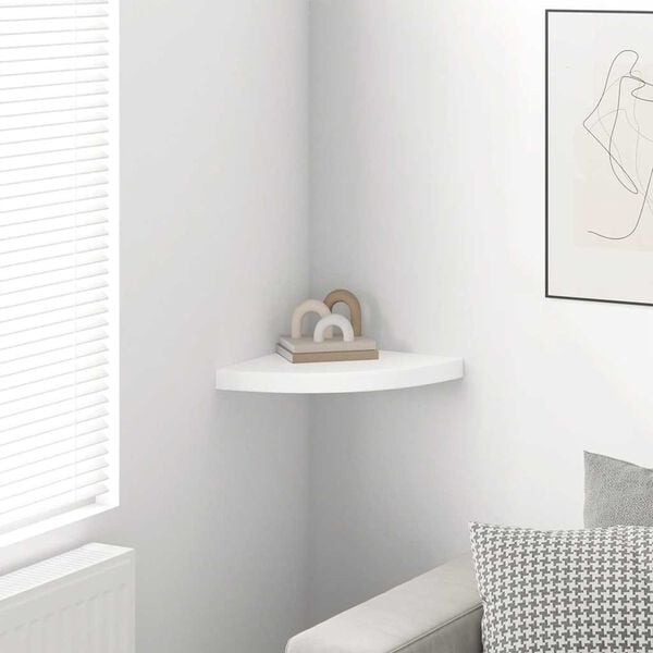 vidaXL Floating Corner Shelf High Gloss White 35x35x3.8 cm MDF