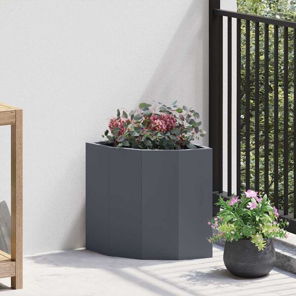 vidaXL Corner Planter Anthracite 30 x 30 x 35 cm Steel