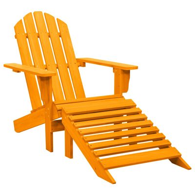 vidaXL Garden Adirondack Chair with Ottoman Solid Fir Wood Orange