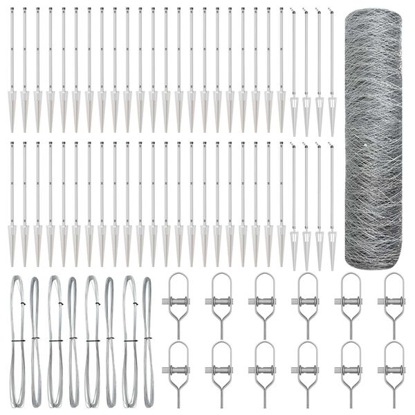 vidaXL Fence Post Silver 100 x 0.8 m (50 mm mesh) Steel