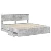 vidaXL Bed Frame with Drawer Concrete Grey 200 x 200 cm Engineer Wood