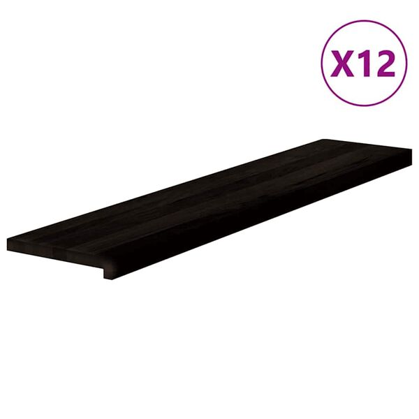 vidaXL Stair Treads 12 pcs Dark Brown 120x25x2 cm Solid Wood Oak