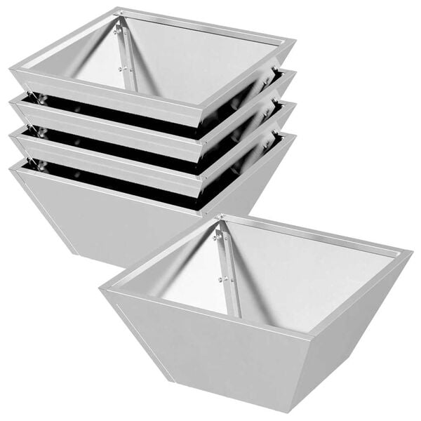 vidaXL Garden Planter 5 pcs Silver 35 x 35 x 15 cm Stainless Steel