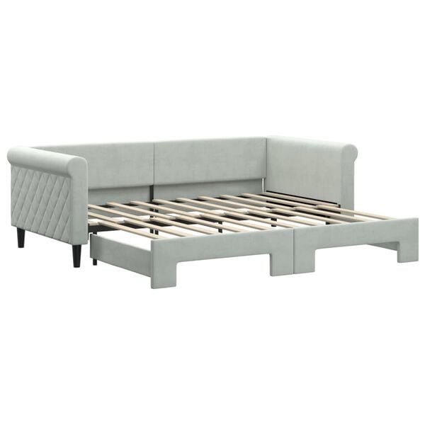 vidaXL Daybed with Trundle without Mattress Light Grey 90x190 cm Single