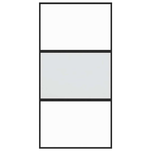 vidaXL Sliding Door Black 102.5x205 cm Tempered Glass and Aluminium