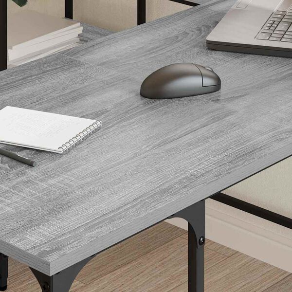 vidaXL Desk Grey Sonoma 139x139x75 cm Engineered Wood