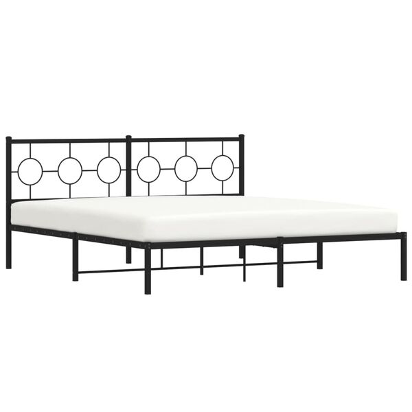 vidaXL Metal Bed Frame without Mattress with Headboard Black 183x213cm