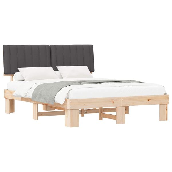 vidaXL Bed Frame with Upholstered Headboard Dark Grey 150 x 200 cm