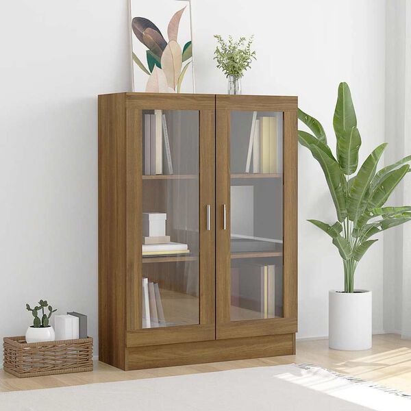 vidaXL Vitrine Cabinet Brown Oak 82.5x30.5x115 cm Engineered Wood