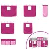 vidaXL Kids'Loft Bed Frame with Curtains White and Pink 90 x 190 cm