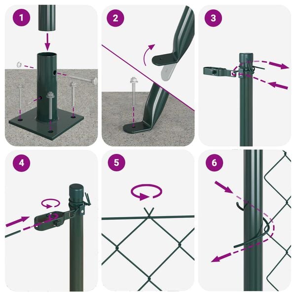 vidaXL Fence Post Green 10 x 1.6 m (40 x 40 mm mesh) Steel and PVC