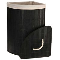 Bathroom Solutions Corner Laundry Basket Bamboo Black