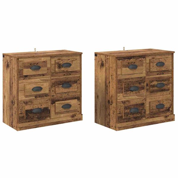 vidaXL Sideboards 2 pcs Old Wood 70 x 35.5 x 67.5 cm Engineered Wood