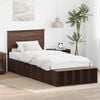 vidaXL Bed Frame with Shelf Brown Oak 100 x 200 cm Engineered Wood