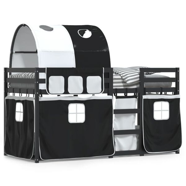 vidaXL Bunk Bed without Mattress White&Black 90x200 cm Solid Wood Pine