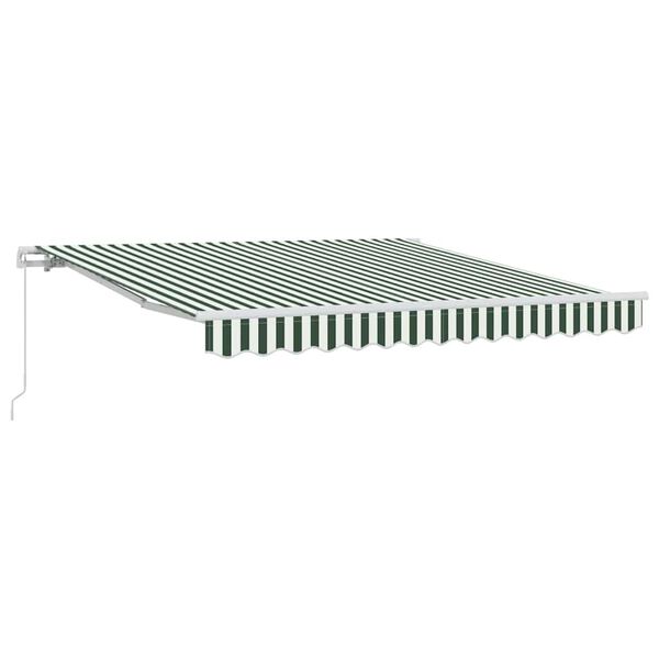 vidaXL Awning Retractable Green and White 300 x 250 x 165 cm Polyester