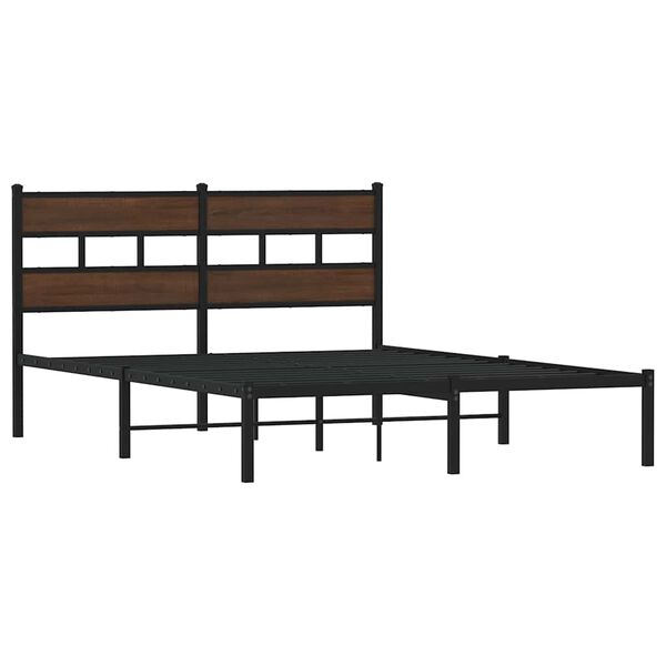 vidaXL Bed Frame without Mattress with Headboard Brown Oak 150x200 cm King Size