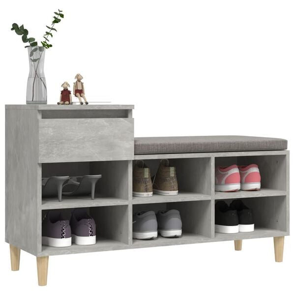 vidaXL Shoe Cabinet Concrete Grey 102x36x60 cm Engineered Wood