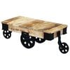 vidaXL Coffee Table with Wheels Rough Mango Wood