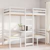 vidaXL Loft Bed Frame with Desk and Chairs White 90x190cm Solid Wood Pine