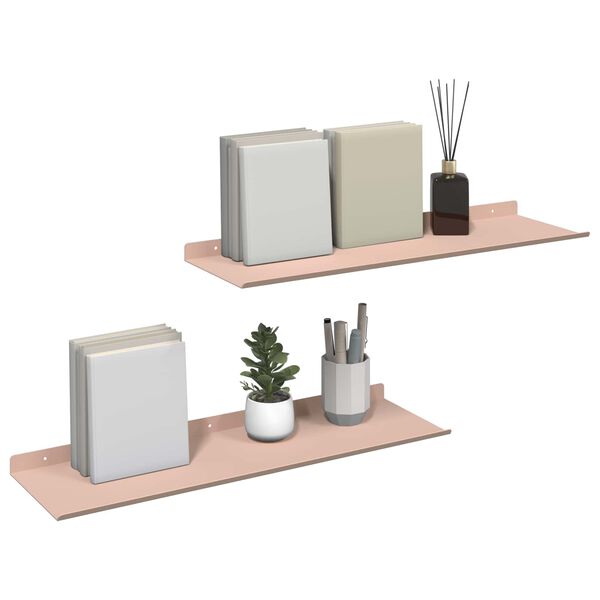 vidaXL Floating Shelf Wall-mounted 2 pcs Pink 60 x 18 x 2.5 cm Steel