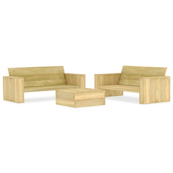 vidaXL 3 Piece Garden Lounge Set Impregnated Pinewood