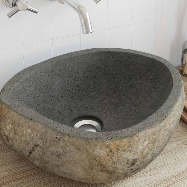 vidaXL Riverstone basin Light Grey 45 x 35 x 15 cm River Stone