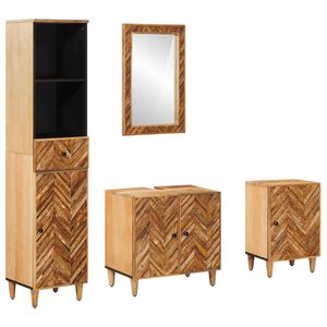 vidaXL Bathroom Cabinet Set with Drawer 4 pcs Solid Mango Wood