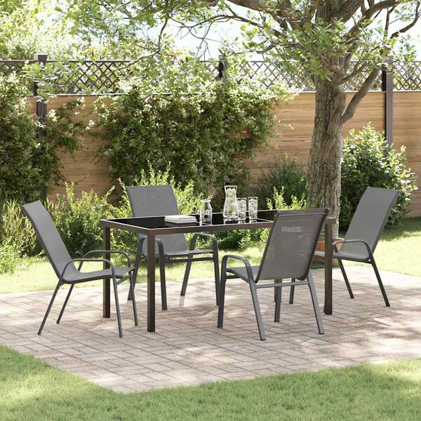 vidaXL Garden Dining Set 5 pcs Grey Textilene and steel
