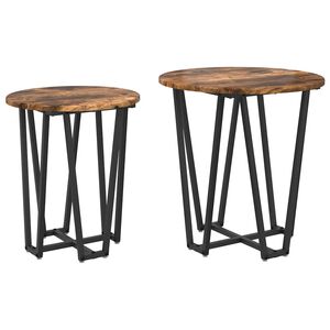 vidaXL Side Table Set 2 pcs Smoked Oak and Black 50 x 50 x 50.5 cm
