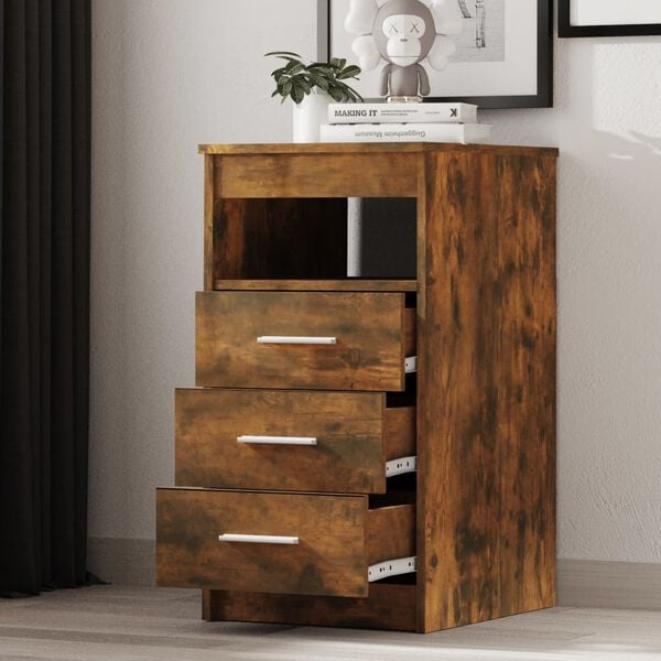 vidaXL Drawer Cabinet Smoked Oak 40x50x76 cm Engineered Wood
