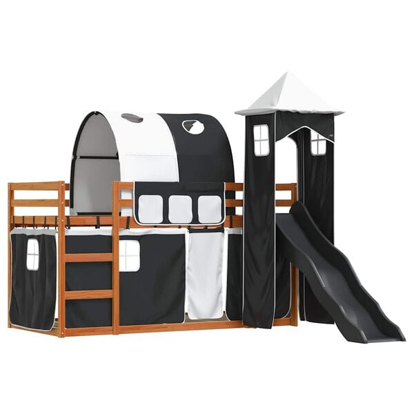 vidaXL Bunk Bed without Mattress with Slide White and Black 90x200 cm