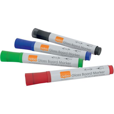 Nobo Assorted Glass Whiteboard Markers 4 pcs