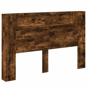 vidaXL Headboard Cabinet with LED Smoked Oak Engineered Wood