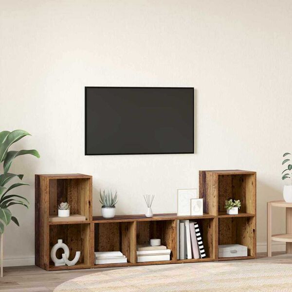vidaXL TV Cabinet Set Wall-mounted 3 pcs Brown Engineered Wood