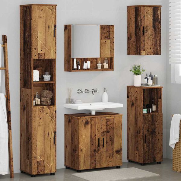 vidaXL Bathroom Furniture Set 5 pcs Old Wood Engineered wood & Metal