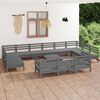 vidaXL 14 Piece Garden Lounge Set Grey Solid Wood Pine