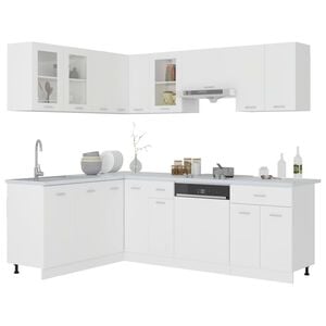 vidaXL 11 Piece Kitchen Cabinet Set Lyon White Engineered Wood