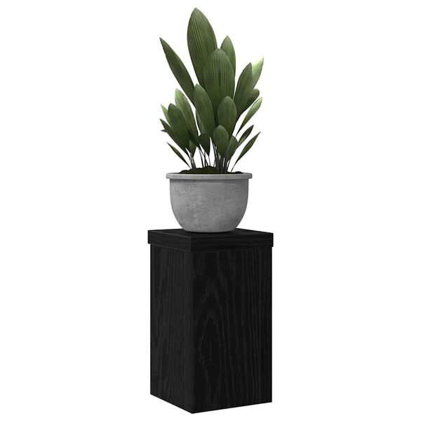 vidaXL Plant Stand 2 pcs Black Oak 10 x 10 x 18 cm Engineered Wood