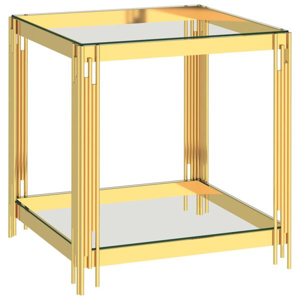 vidaXL Coffee Table Gold 55x55x55 cm Stainless Steel and Glass