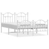 vidaXL Metal Bed Frame without Mattress with Footboard White 140x200cm