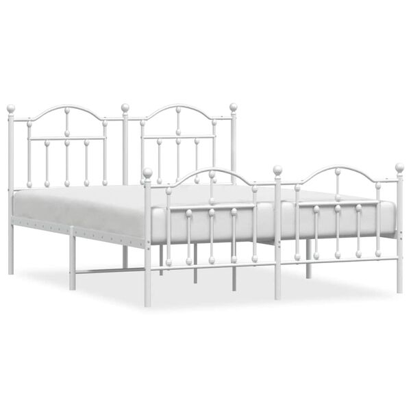 vidaXL Metal Bed Frame without Mattress with Footboard White 140x200cm