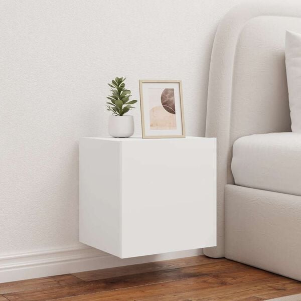 vidaXL TV Wall Cabinets with LED Lights 2 pcs White 40.5x35x40 cm