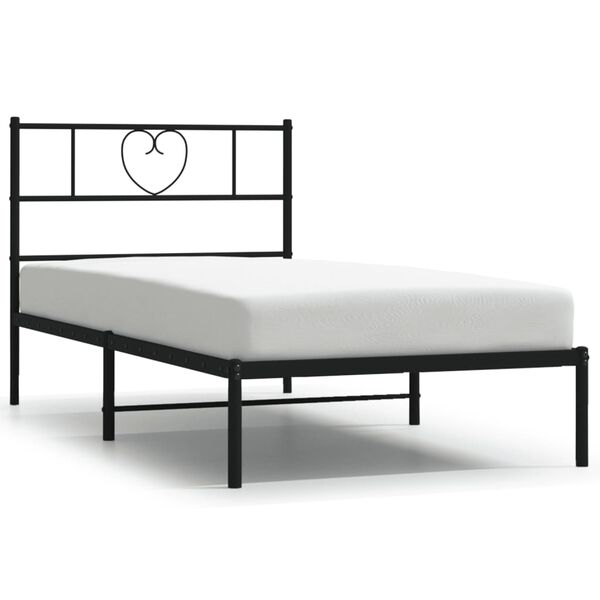 vidaXL Metal Bed Frame without Mattress with Headboard Black 90x200cm
