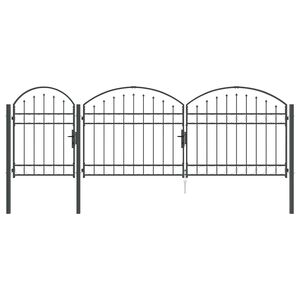 vidaXL Garden Fence Gate with Arched Top Grey 4 x 1.25 m Steel