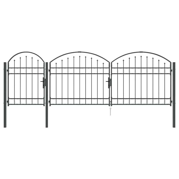 vidaXL Garden Fence Gate with Arched Top Grey 4 x 1.25 m Steel