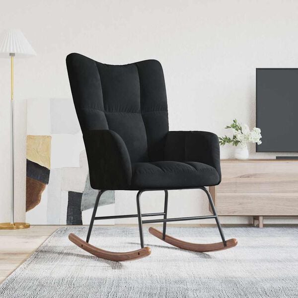 vidaXL Rocking Chair Black Velvet