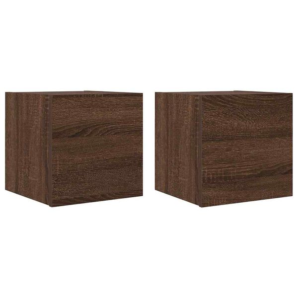 vidaXL Wall Mounted TV Cabinet 2 pcs Brown Oak 30.5x30x30 cm