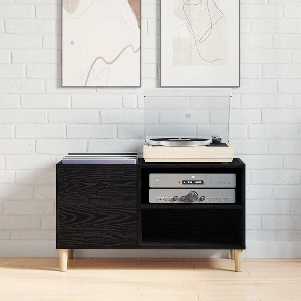 vidaXL Record Cabinet Black oak 84.5 x 38 x 48 cm Engineered Wood