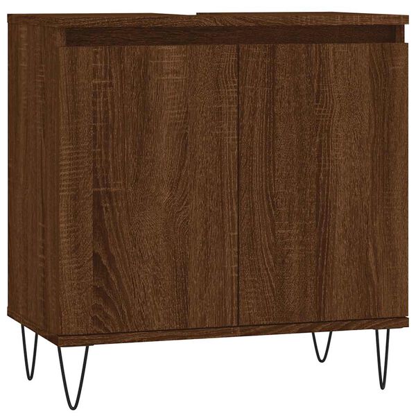 vidaXL Bathroom Cabinet Brown Oak 58x33x60 cm Engineered Wood